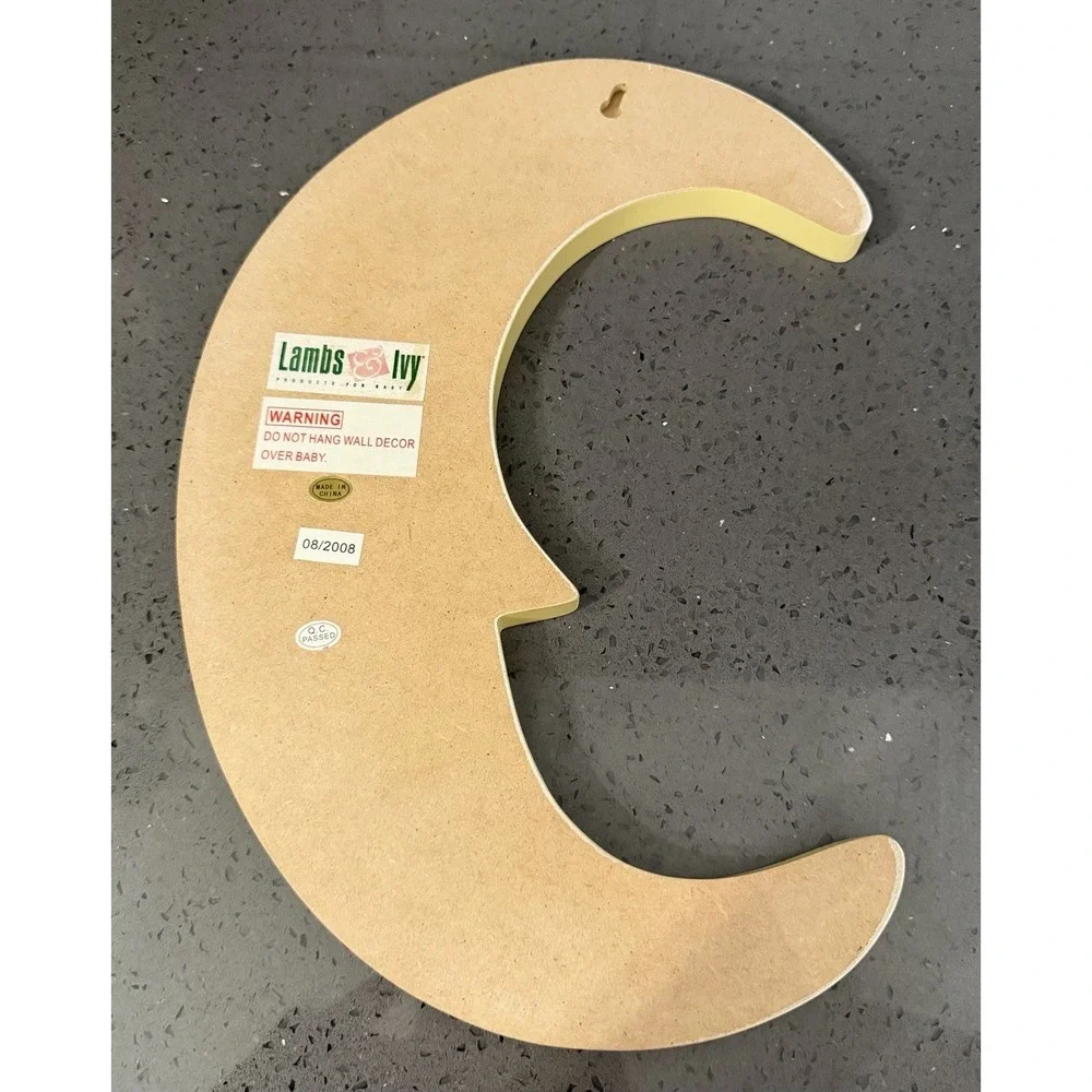 Lambs & Ivy Signature Yellow‎ Wood Wooden Moon Wall Decor Hanging Baby Nursey